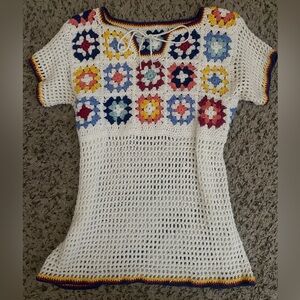 Handmade Crochet Multicolor Floral Top